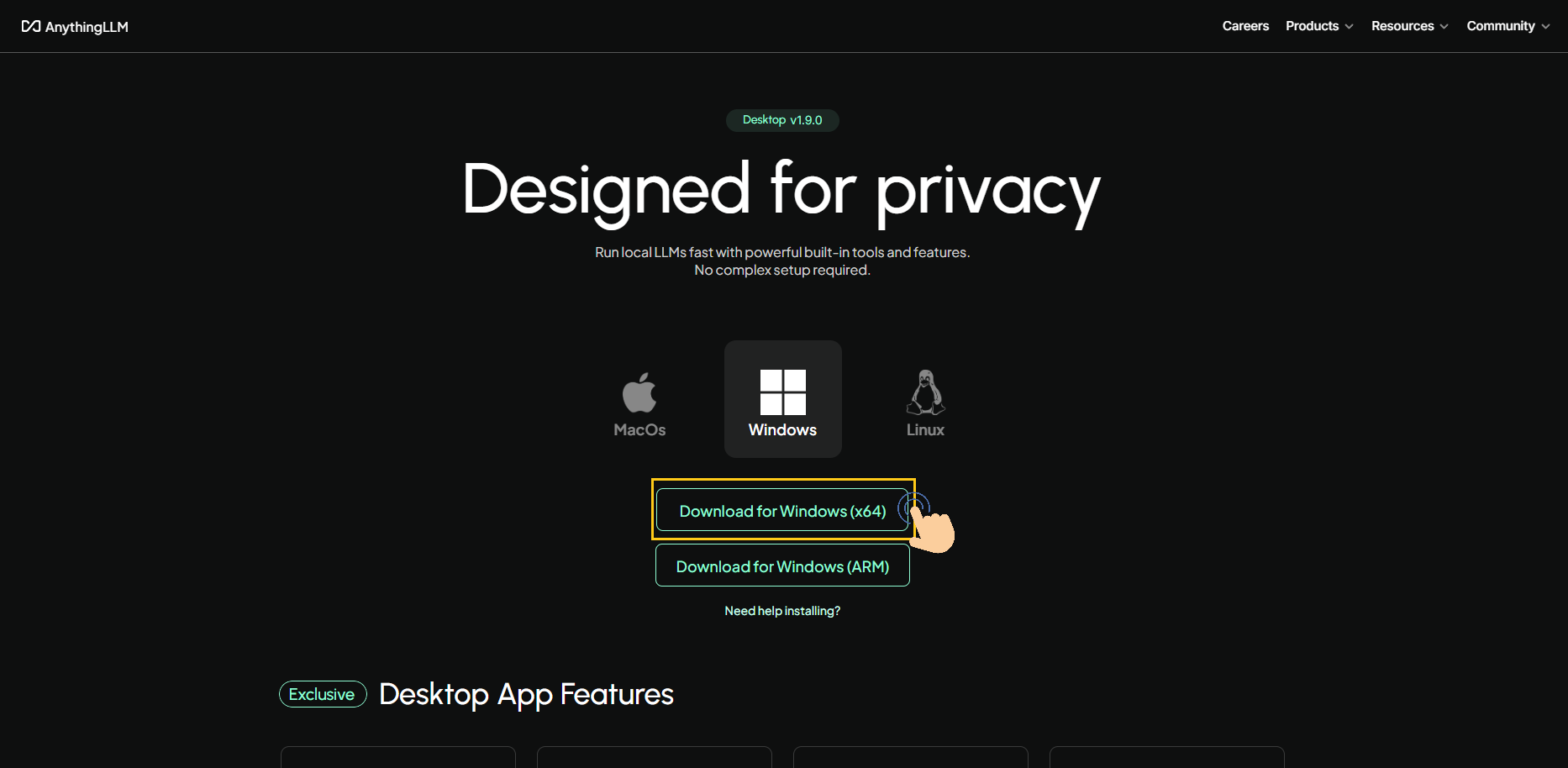 AnythingLLM official download page