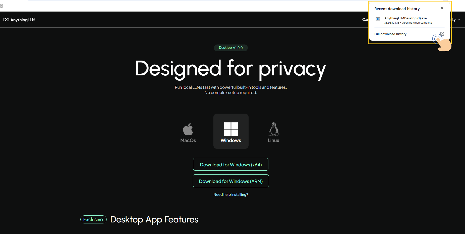 AnythingLLM installer executable file