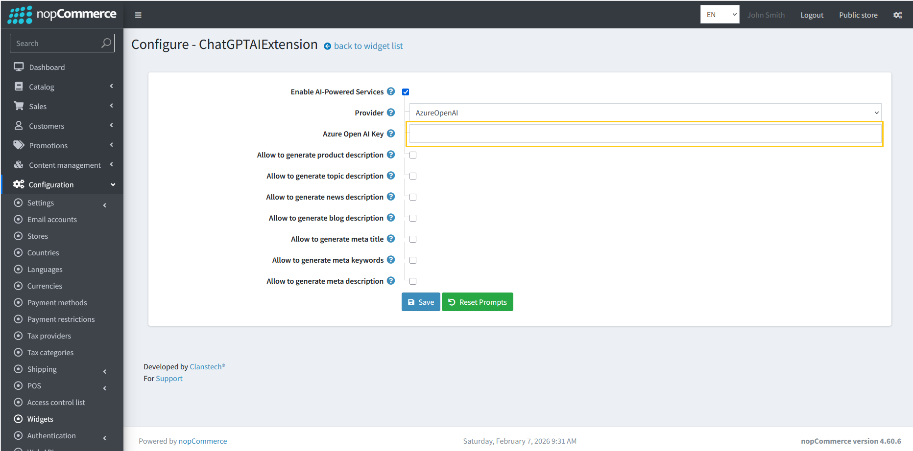 API Key input field for selected AI provider