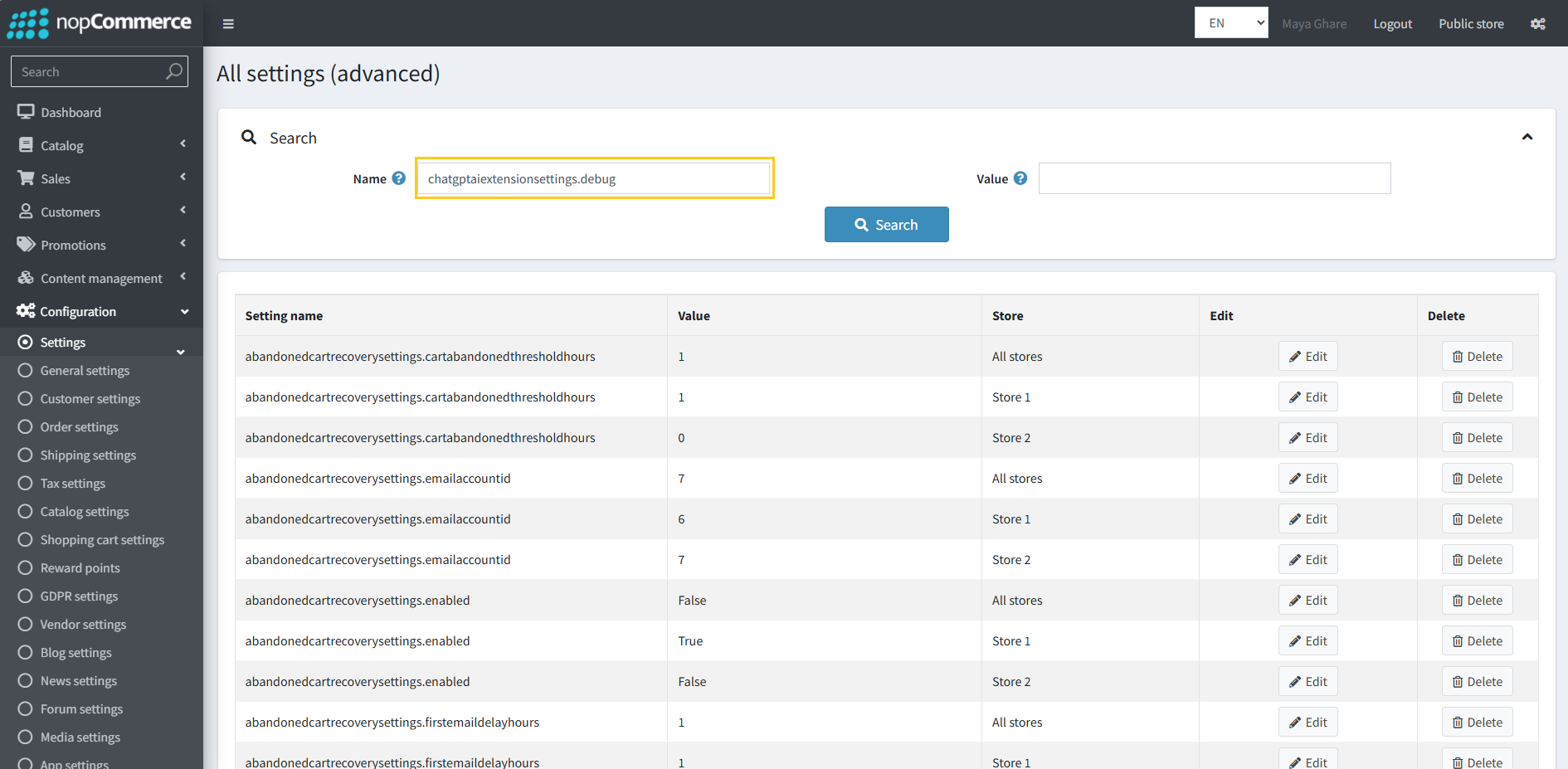 Debug mode setting search result chatgptaiextensionsettings.debug