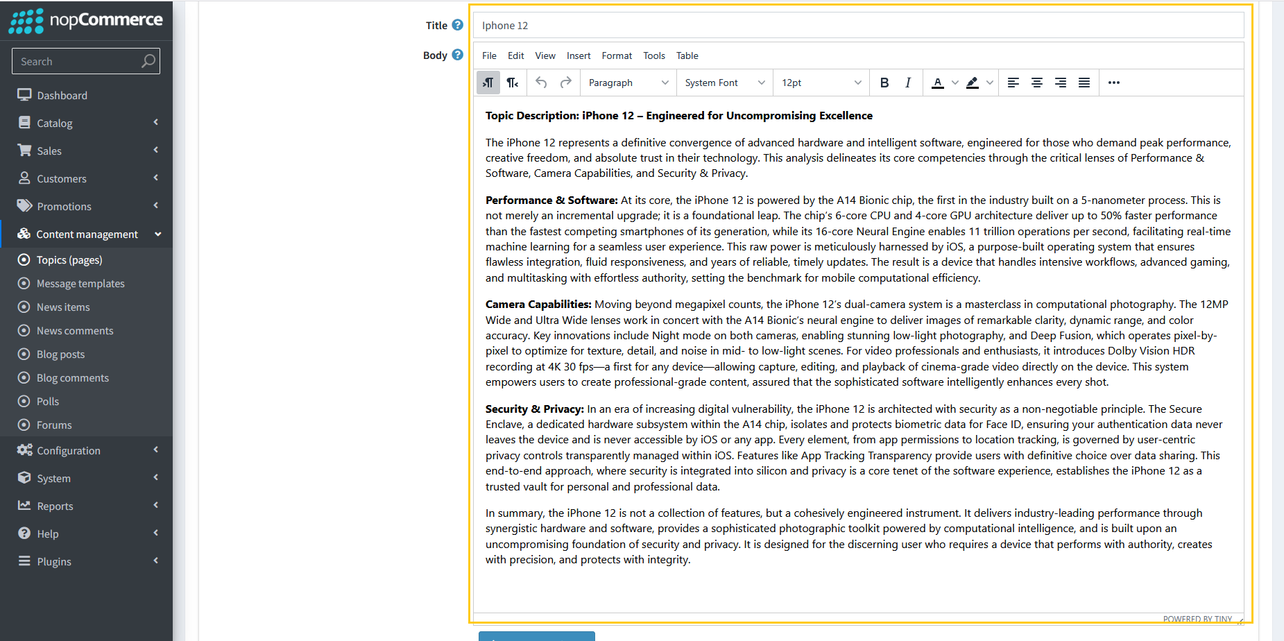 Topic Title and Body fields for meta tag generation